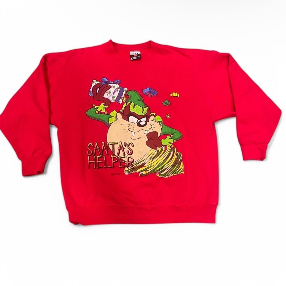 1990 Looney Tunes Tasmanian Devil crewneck sweatshirt in red and green #Looney